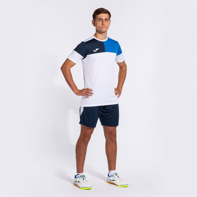 Crew V T-shirt - hvid/royal/navy - Joma